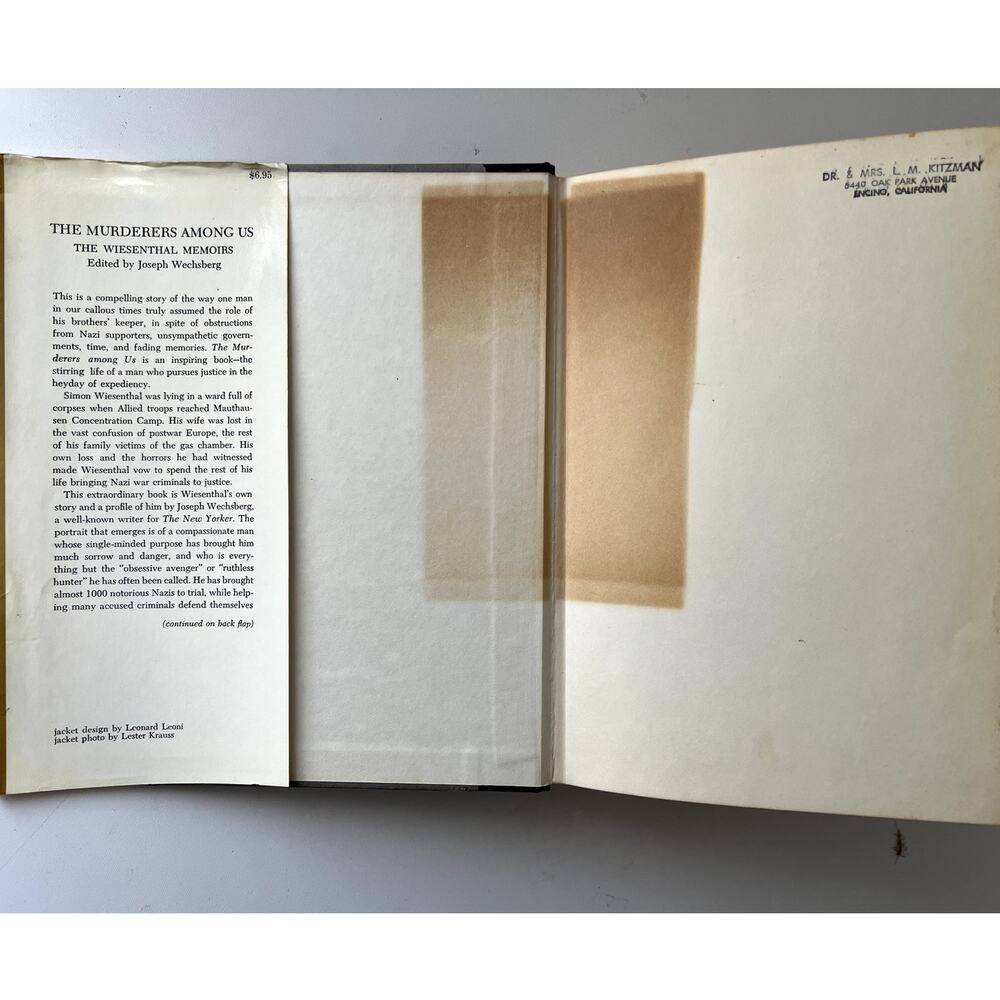 The Murderers Among Us (1967) SIGNED Simon Wiesenthal Memoirs 1st Edition HC DJ - Picture 4 of 6